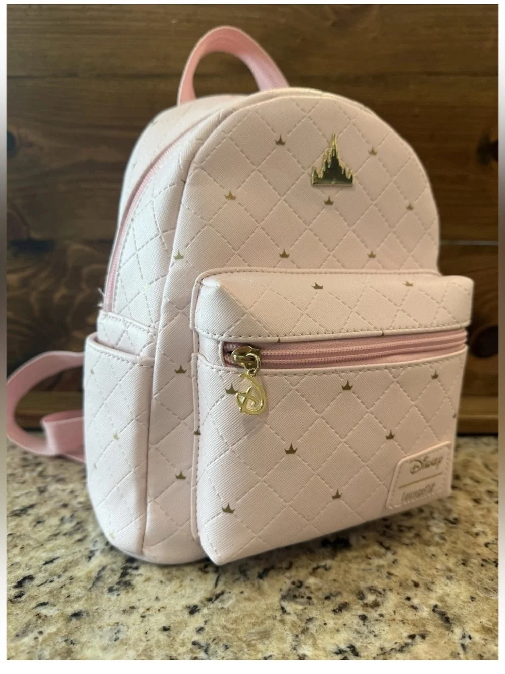 Loungefly Disney Pink Castle Mini Backpack Disneyland Pink Quilted Disney Day